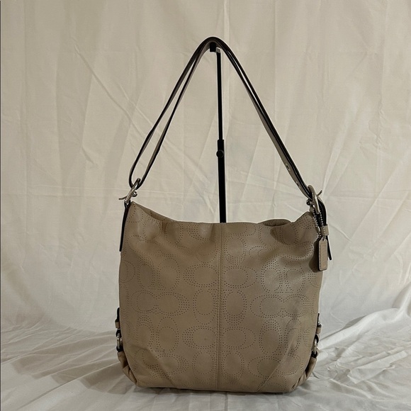 Coach F19407 Perforated Leather North South Duffel in Grey - Picture 1 of 11